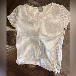 Olivia Rae Heather Gray Striped Short Sleeve Top